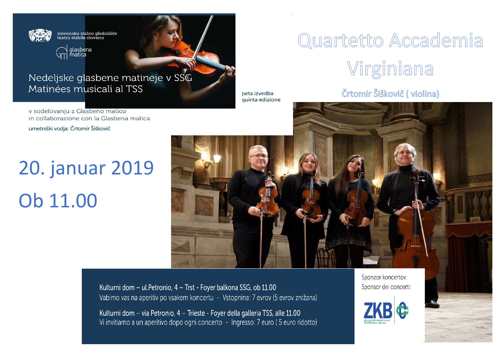 20.1.2019 ob 11.00 uri -GLASBENE MATINEJE- Quartetto Accademia Virginiana